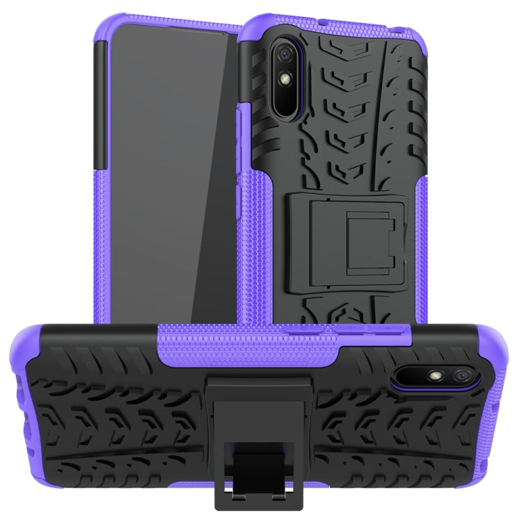 For Xiaomi Redmi 9A Tire Texture Shockproof TPU+PC Protective Case with Holder