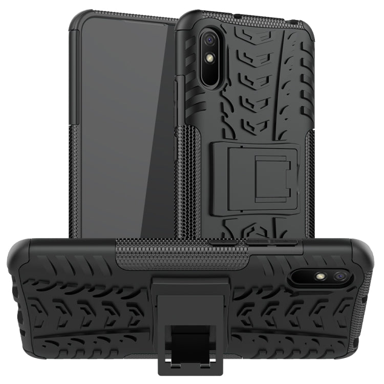 For Xiaomi Redmi 9A Tire Texture Shockproof TPU+PC Protective Case with Holder