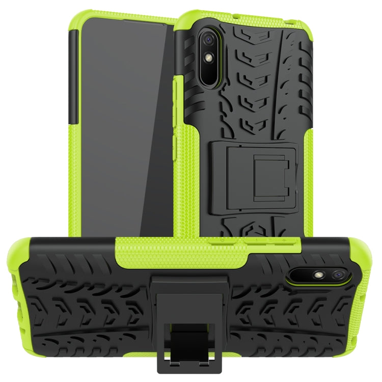 For Xiaomi Redmi 9A Tire Texture Shockproof TPU+PC Protective Case with Holder