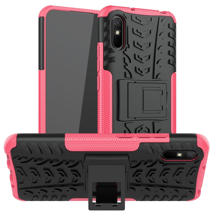 For Xiaomi Redmi 9A Tire Texture Shockproof TPU+PC Protective Case with Holder