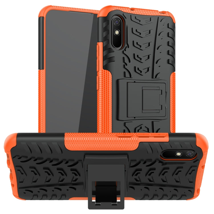 For Xiaomi Redmi 9A Tire Texture Shockproof TPU+PC Protective Case with Holder
