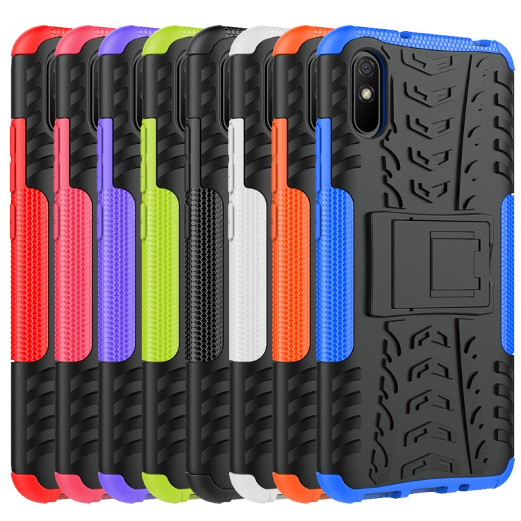 For Xiaomi Redmi 9A Tire Texture Shockproof TPU+PC Protective Case with Holder