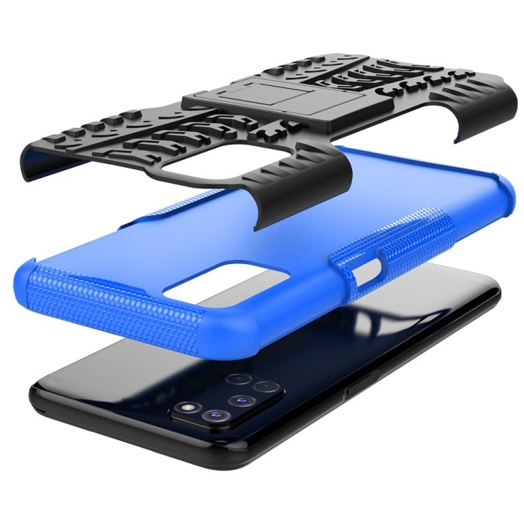 For OPPO A52 / A72 / A92 Tire Texture Shockproof TPU+PC Protective Case with Holder