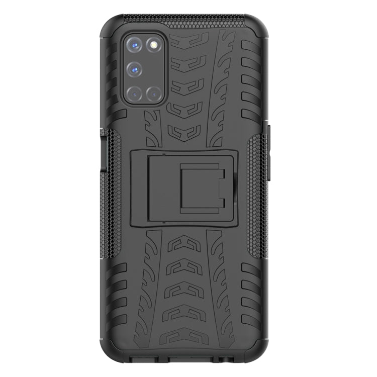 For OPPO A52 / A72 / A92 Tire Texture Shockproof TPU+PC Protective Case with Holder