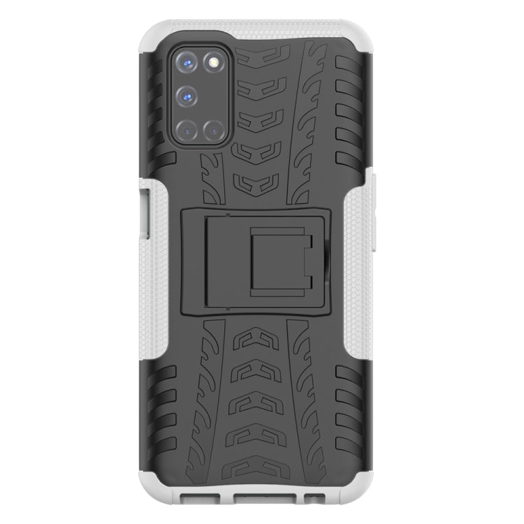 For OPPO A52 / A72 / A92 Tire Texture Shockproof TPU+PC Protective Case with Holder