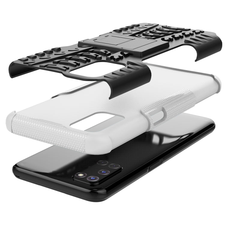 For OPPO A52 / A72 / A92 Tire Texture Shockproof TPU+PC Protective Case with Holder