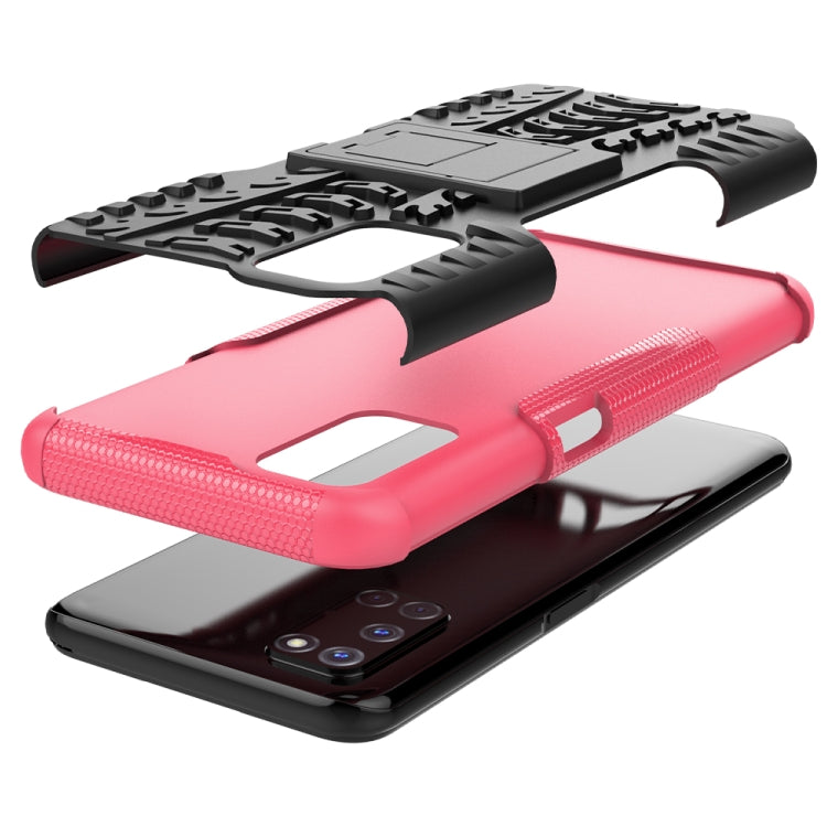 For OPPO A52 / A72 / A92 Tire Texture Shockproof TPU+PC Protective Case with Holder