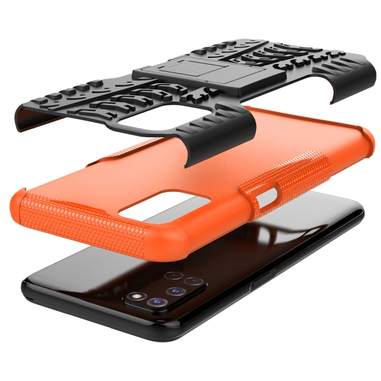 For OPPO A52 / A72 / A92 Tire Texture Shockproof TPU+PC Protective Case with Holder