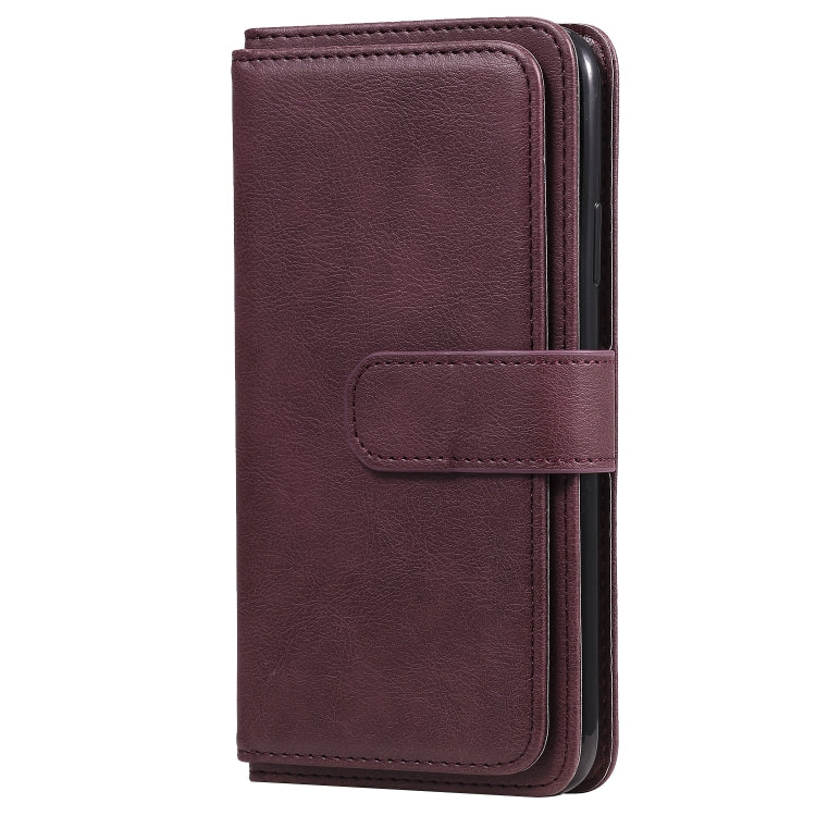 For iPhone 11 Pro Max Multifunctional Magnetic Copper Buckle Horizontal Flip Solid Color Leather Case with 10 Card Slots & Wallet & Holder & Photo Frame