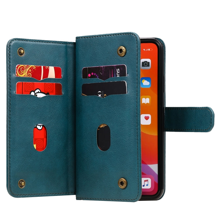For iPhone 11 Pro Max Multifunctional Magnetic Copper Buckle Horizontal Flip Solid Color Leather Case with 10 Card Slots & Wallet & Holder & Photo Frame