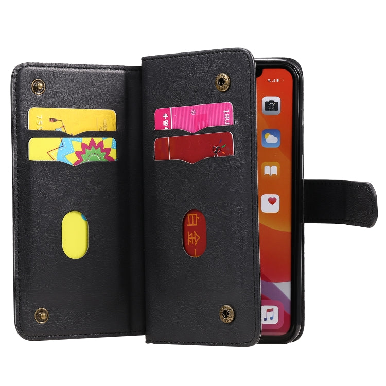 For iPhone 11 Pro Max Multifunctional Magnetic Copper Buckle Horizontal Flip Solid Color Leather Case with 10 Card Slots & Wallet & Holder & Photo Frame