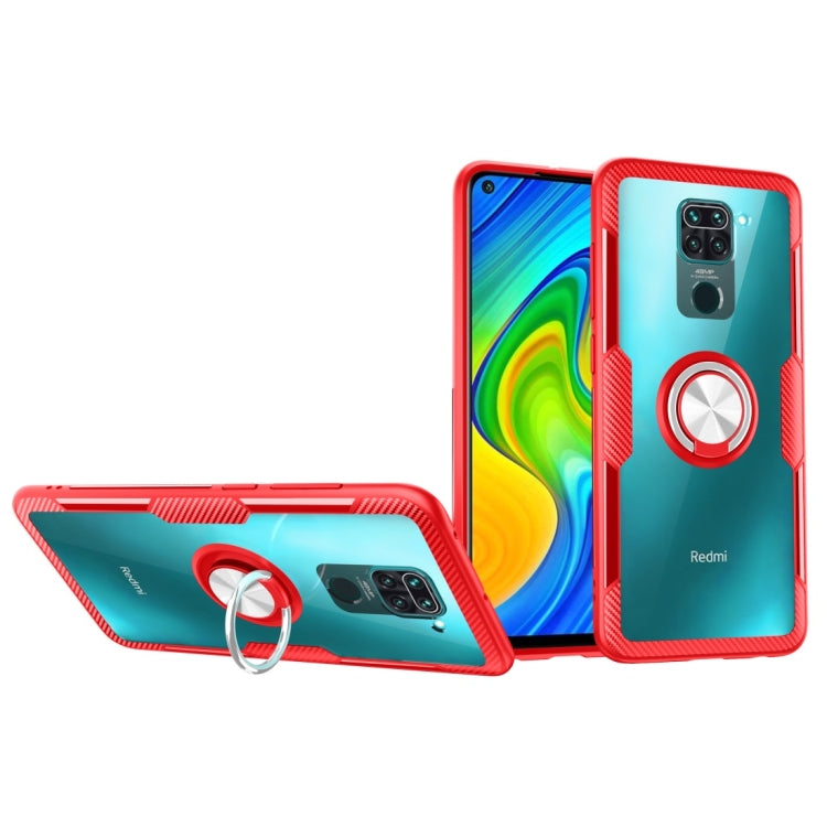 For Xiaomi Redmi Note 9 Shockproof Transparent TPU + Acrylic Protective Case with Ring Holder