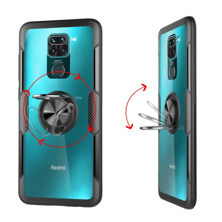 For Xiaomi Redmi Note 9 Shockproof Transparent TPU + Acrylic Protective Case with Ring Holder