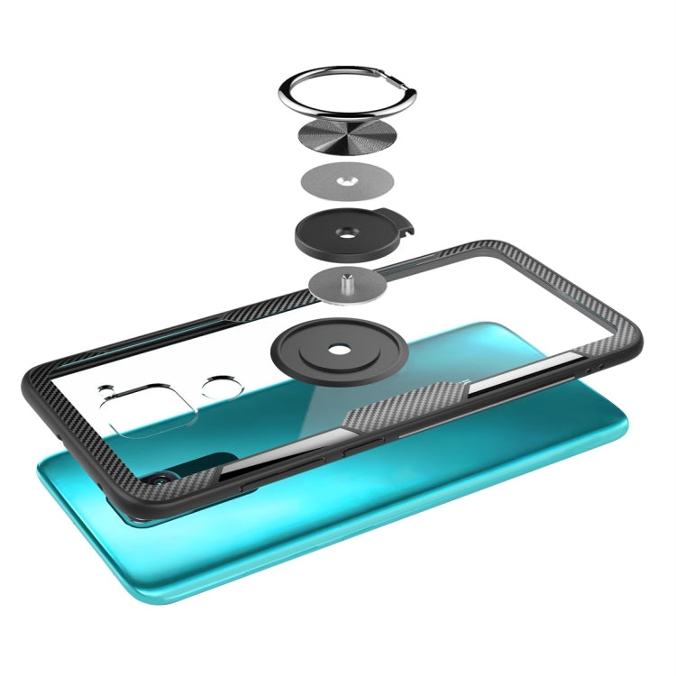 For Xiaomi Redmi Note 9 Shockproof Transparent TPU + Acrylic Protective Case with Ring Holder