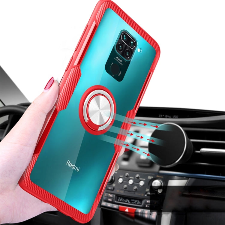 For Xiaomi Redmi Note 9 Shockproof Transparent TPU + Acrylic Protective Case with Ring Holder