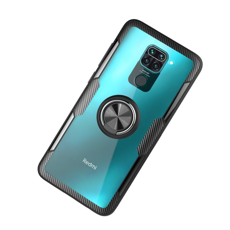 For Xiaomi Redmi Note 9 Shockproof Transparent TPU + Acrylic Protective Case with Ring Holder