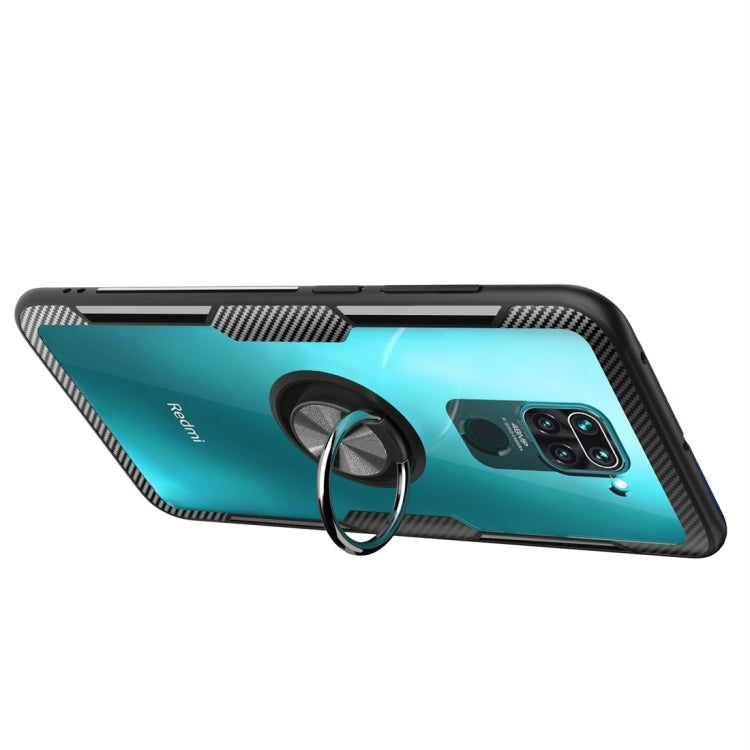 For Xiaomi Redmi Note 9 Shockproof Transparent TPU + Acrylic Protective Case with Ring Holder