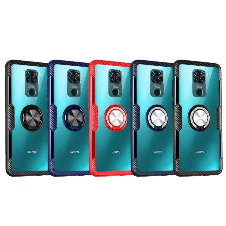 For Xiaomi Redmi Note 9 Shockproof Transparent TPU + Acrylic Protective Case with Ring Holder