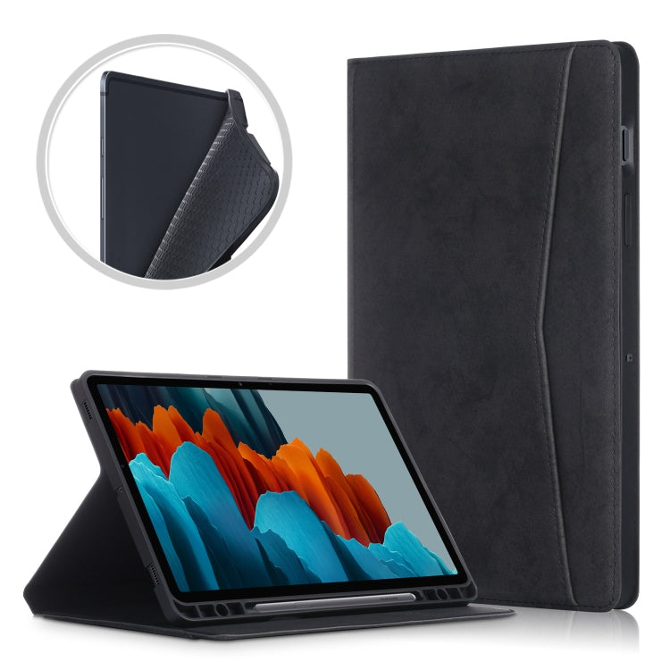For Samsung Galaxy Tab S8 / Galaxy Tab S7 T870/T875 TPU Front Support Horizontal Flip Leather Case with Holder & Pen Slot & Sleep / Wake-up Function