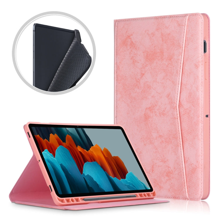 For Samsung Galaxy Tab S8 / Galaxy Tab S7 T870/T875 TPU Front Support Horizontal Flip Leather Case with Holder & Pen Slot & Sleep / Wake-up Function