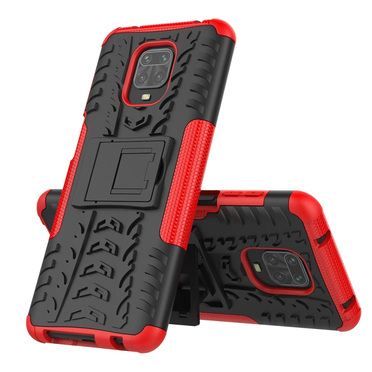 For Xiaomi Redmi Note 9S / 9 Pro / 9 Pro Max Tire Texture Shockproof TPU + PC Protective Case with Holder
