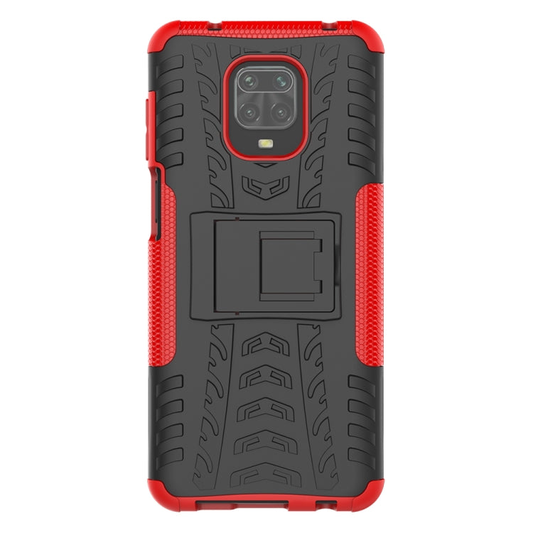 For Xiaomi Redmi Note 9S / 9 Pro / 9 Pro Max Tire Texture Shockproof TPU + PC Protective Case with Holder