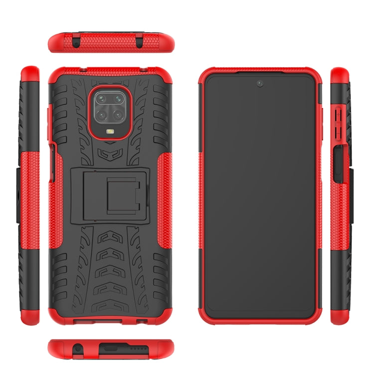 For Xiaomi Redmi Note 9S / 9 Pro / 9 Pro Max Tire Texture Shockproof TPU + PC Protective Case with Holder