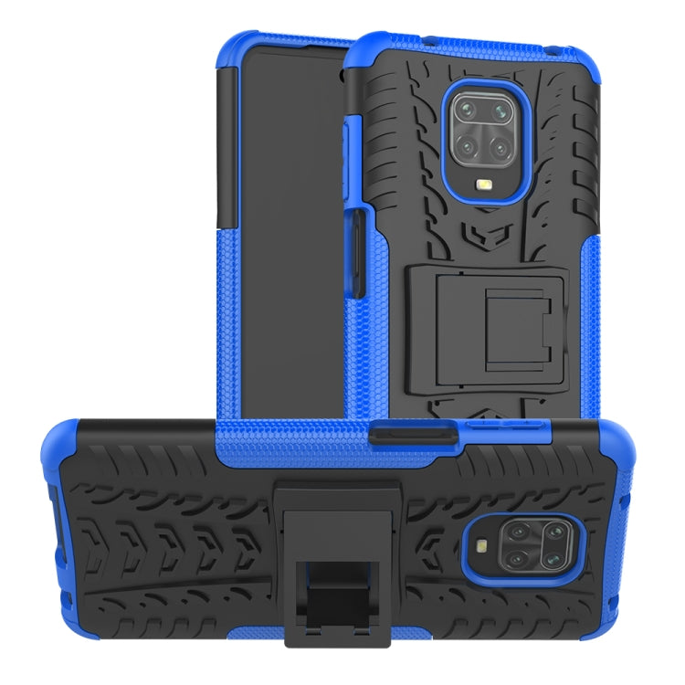 For Xiaomi Redmi Note 9S / 9 Pro / 9 Pro Max Tire Texture Shockproof TPU + PC Protective Case with Holder