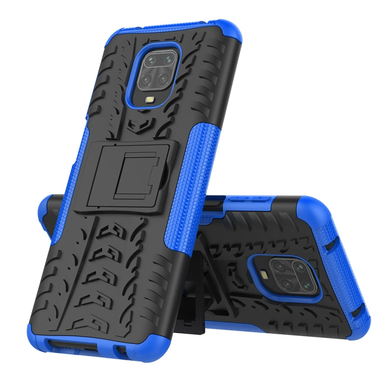 For Xiaomi Redmi Note 9S / 9 Pro / 9 Pro Max Tire Texture Shockproof TPU + PC Protective Case with Holder
