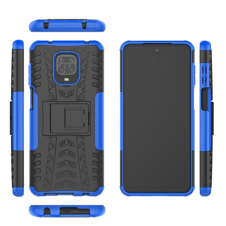 For Xiaomi Redmi Note 9S / 9 Pro / 9 Pro Max Tire Texture Shockproof TPU + PC Protective Case with Holder