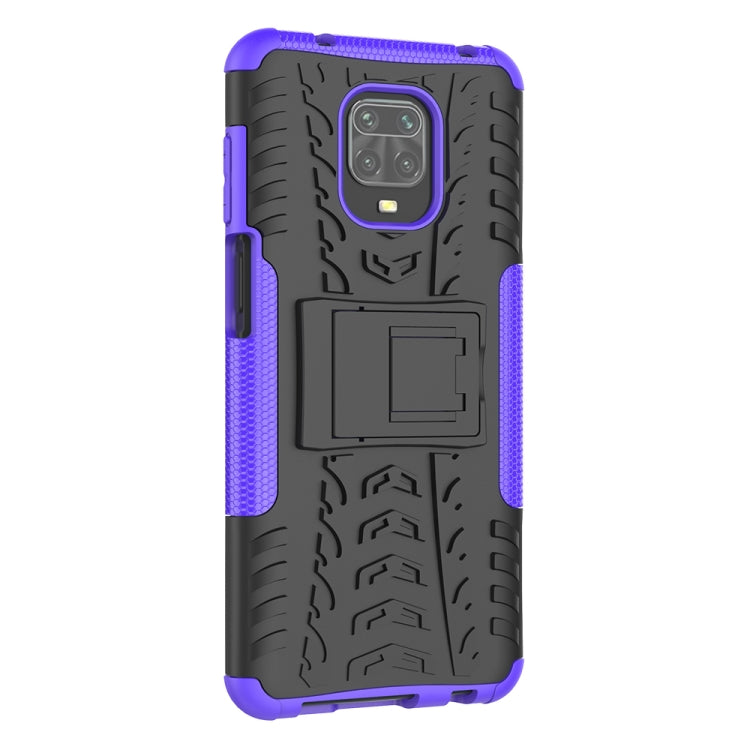 For Xiaomi Redmi Note 9S / 9 Pro / 9 Pro Max Tire Texture Shockproof TPU + PC Protective Case with Holder