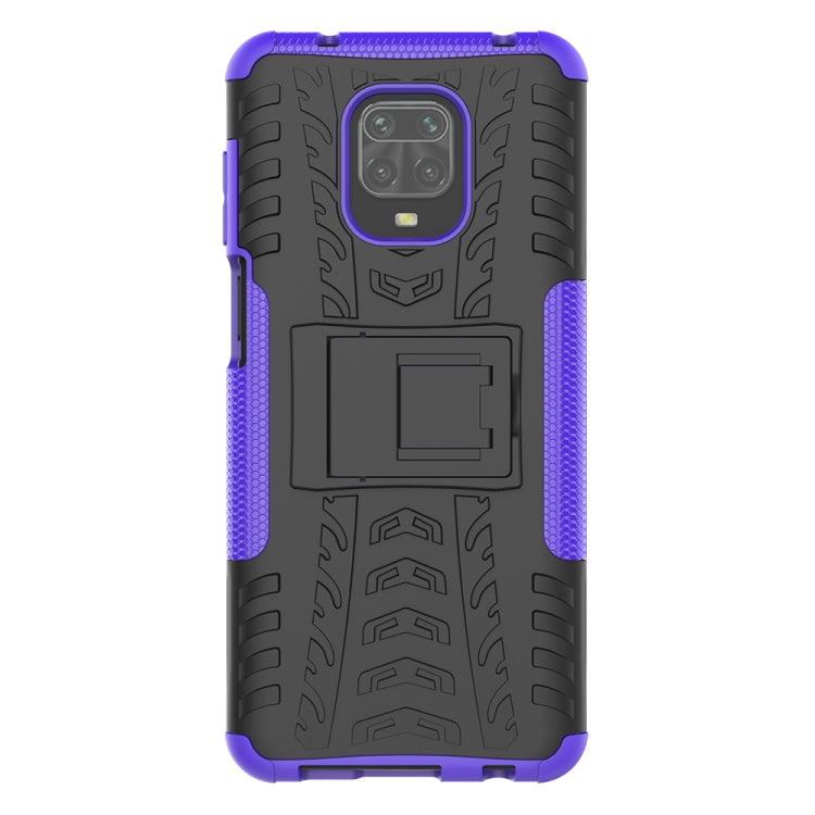 For Xiaomi Redmi Note 9S / 9 Pro / 9 Pro Max Tire Texture Shockproof TPU + PC Protective Case with Holder