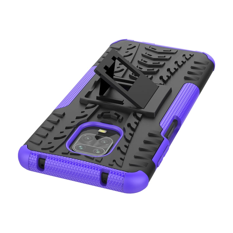 For Xiaomi Redmi Note 9S / 9 Pro / 9 Pro Max Tire Texture Shockproof TPU + PC Protective Case with Holder