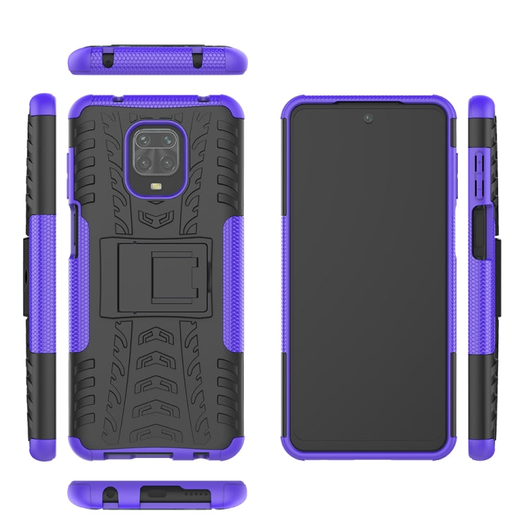 For Xiaomi Redmi Note 9S / 9 Pro / 9 Pro Max Tire Texture Shockproof TPU + PC Protective Case with Holder