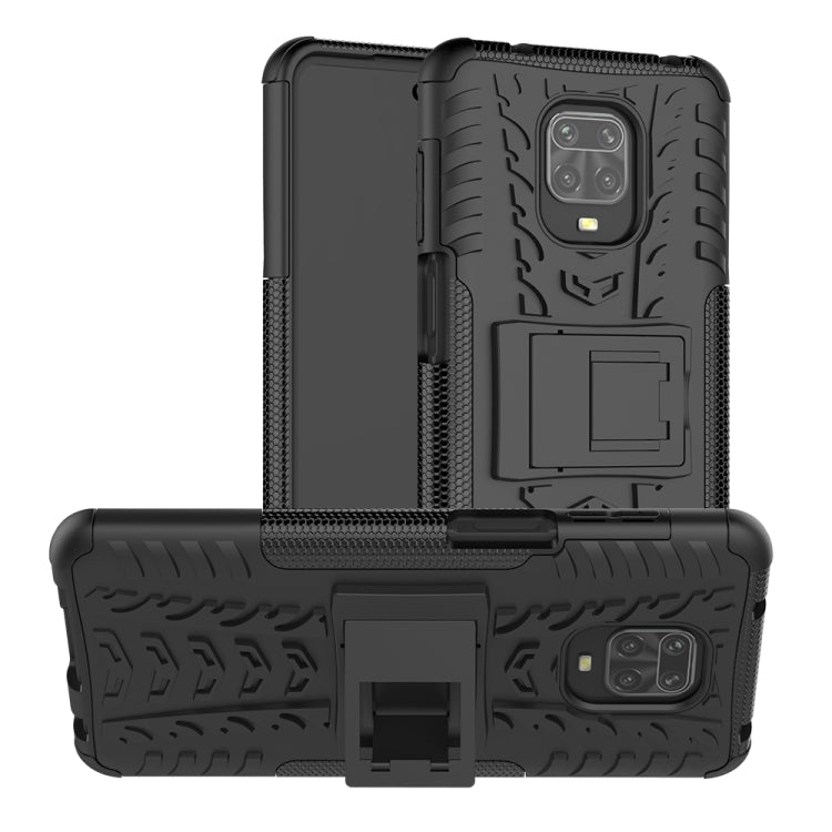 For Xiaomi Redmi Note 9S / 9 Pro / 9 Pro Max Tire Texture Shockproof TPU + PC Protective Case with Holder