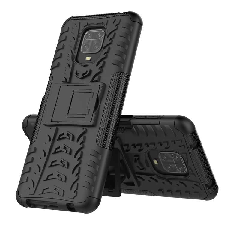 For Xiaomi Redmi Note 9S / 9 Pro / 9 Pro Max Tire Texture Shockproof TPU + PC Protective Case with Holder