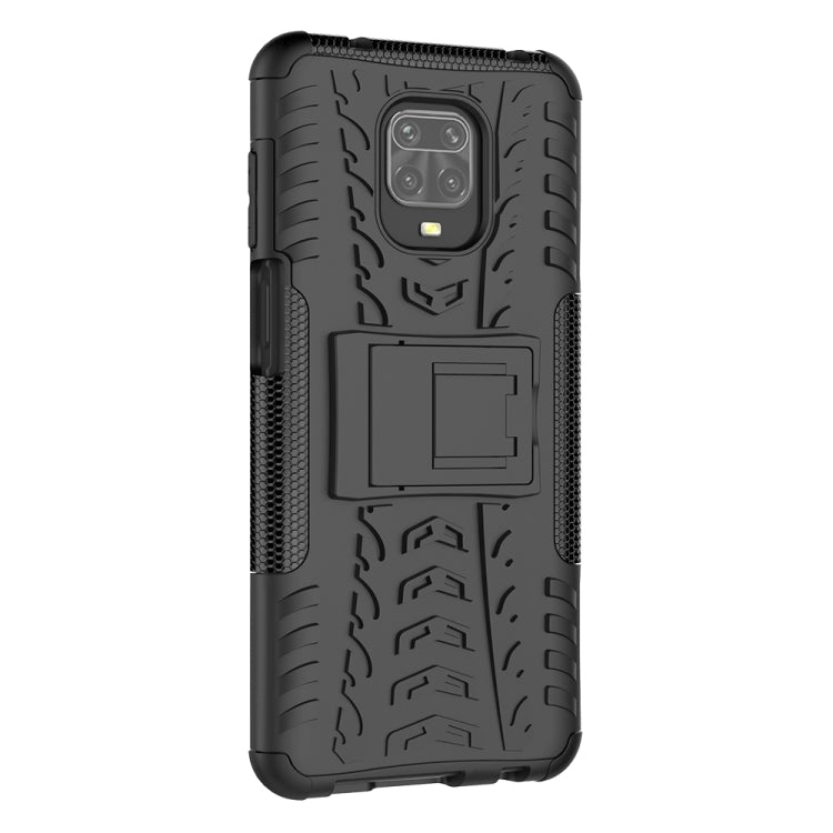 For Xiaomi Redmi Note 9S / 9 Pro / 9 Pro Max Tire Texture Shockproof TPU + PC Protective Case with Holder