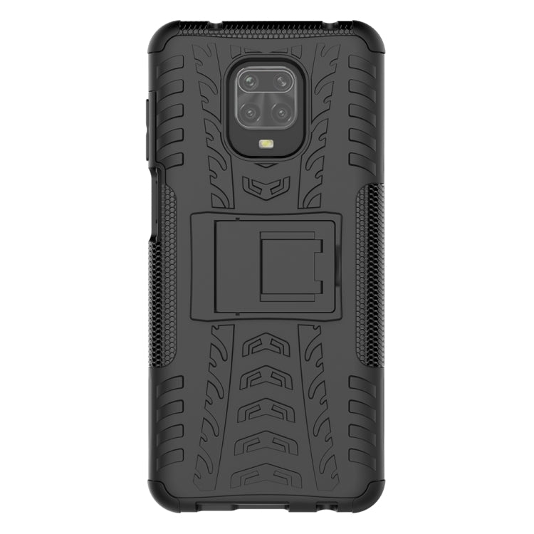 For Xiaomi Redmi Note 9S / 9 Pro / 9 Pro Max Tire Texture Shockproof TPU + PC Protective Case with Holder