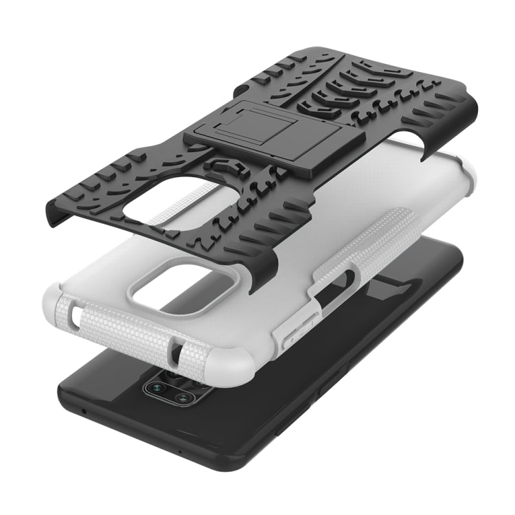 For Xiaomi Redmi Note 9S / 9 Pro / 9 Pro Max Tire Texture Shockproof TPU + PC Protective Case with Holder