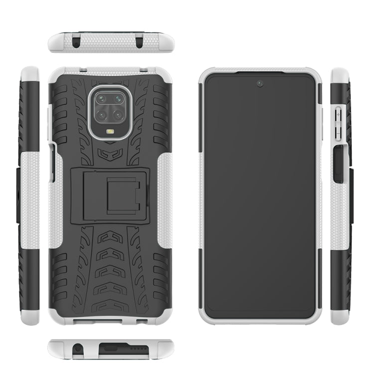 For Xiaomi Redmi Note 9S / 9 Pro / 9 Pro Max Tire Texture Shockproof TPU + PC Protective Case with Holder