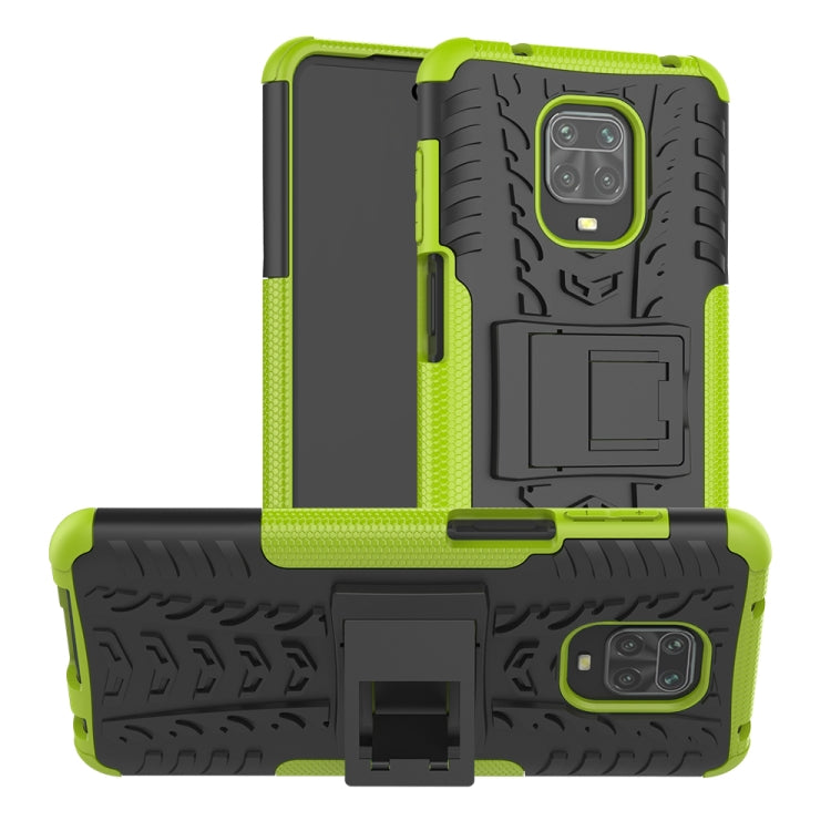 For Xiaomi Redmi Note 9S / 9 Pro / 9 Pro Max Tire Texture Shockproof TPU + PC Protective Case with Holder