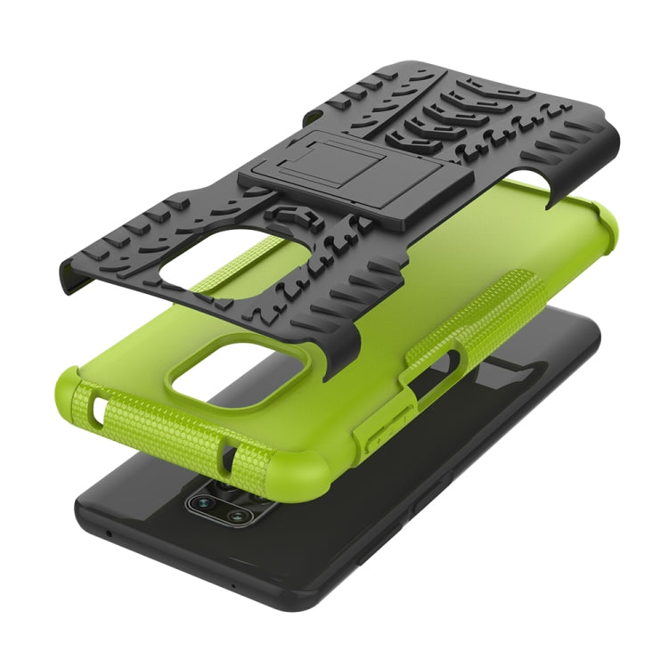 For Xiaomi Redmi Note 9S / 9 Pro / 9 Pro Max Tire Texture Shockproof TPU + PC Protective Case with Holder