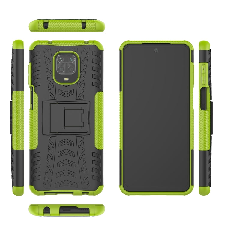 For Xiaomi Redmi Note 9S / 9 Pro / 9 Pro Max Tire Texture Shockproof TPU + PC Protective Case with Holder