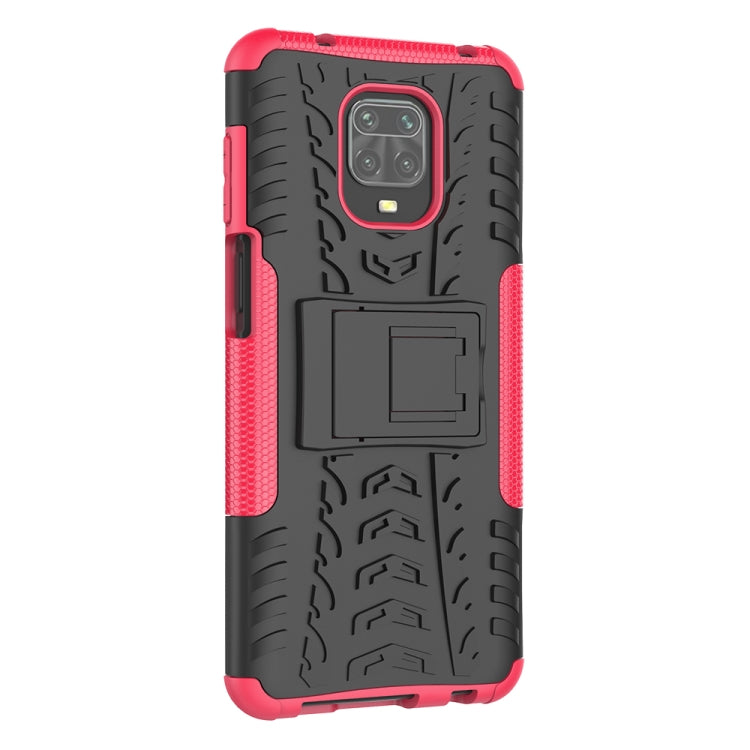 For Xiaomi Redmi Note 9S / 9 Pro / 9 Pro Max Tire Texture Shockproof TPU + PC Protective Case with Holder