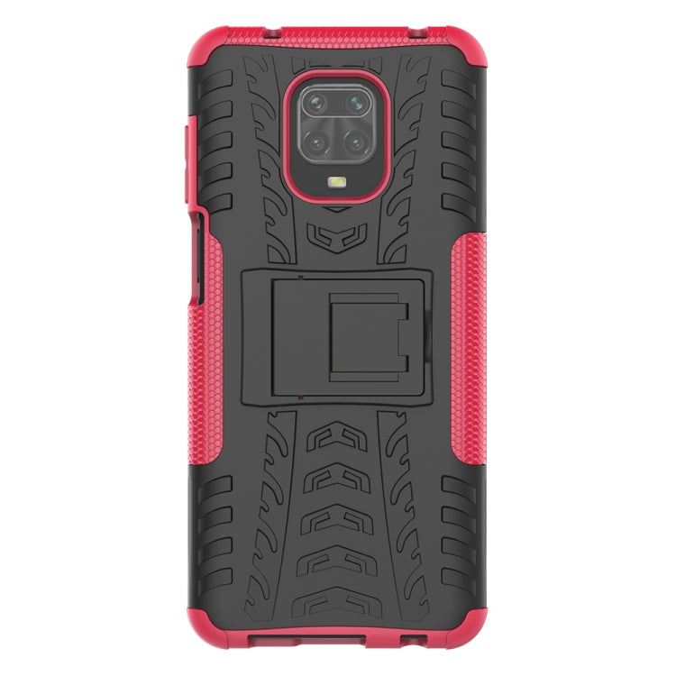 For Xiaomi Redmi Note 9S / 9 Pro / 9 Pro Max Tire Texture Shockproof TPU + PC Protective Case with Holder