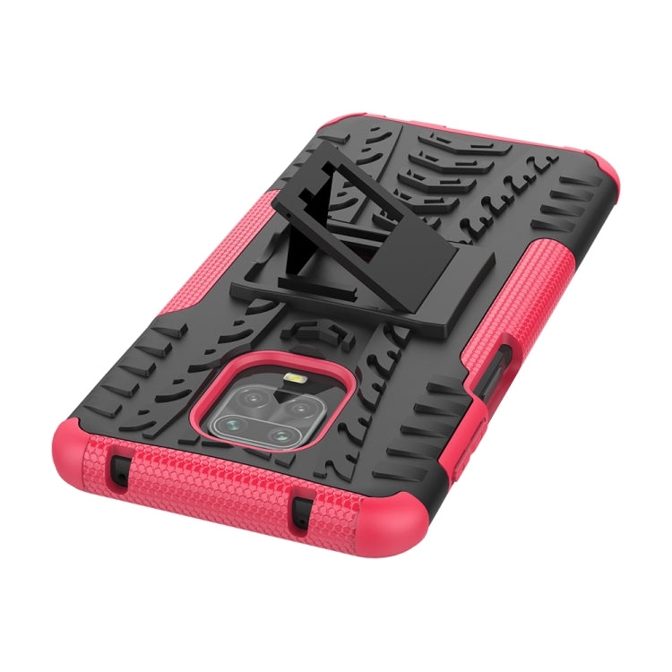 For Xiaomi Redmi Note 9S / 9 Pro / 9 Pro Max Tire Texture Shockproof TPU + PC Protective Case with Holder