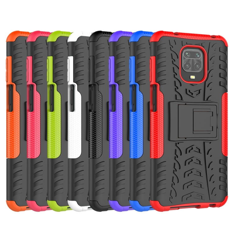 For Xiaomi Redmi Note 9S / 9 Pro / 9 Pro Max Tire Texture Shockproof TPU + PC Protective Case with Holder