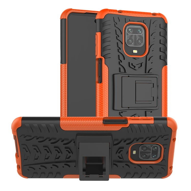 For Xiaomi Redmi Note 9S / 9 Pro / 9 Pro Max Tire Texture Shockproof TPU + PC Protective Case with Holder