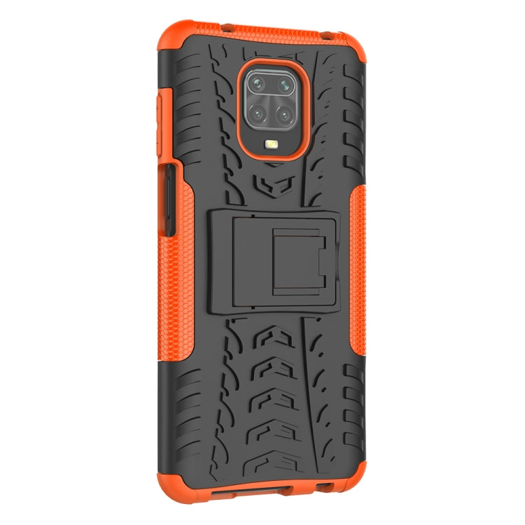 For Xiaomi Redmi Note 9S / 9 Pro / 9 Pro Max Tire Texture Shockproof TPU + PC Protective Case with Holder