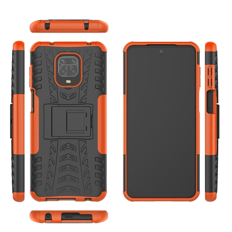 For Xiaomi Redmi Note 9S / 9 Pro / 9 Pro Max Tire Texture Shockproof TPU + PC Protective Case with Holder